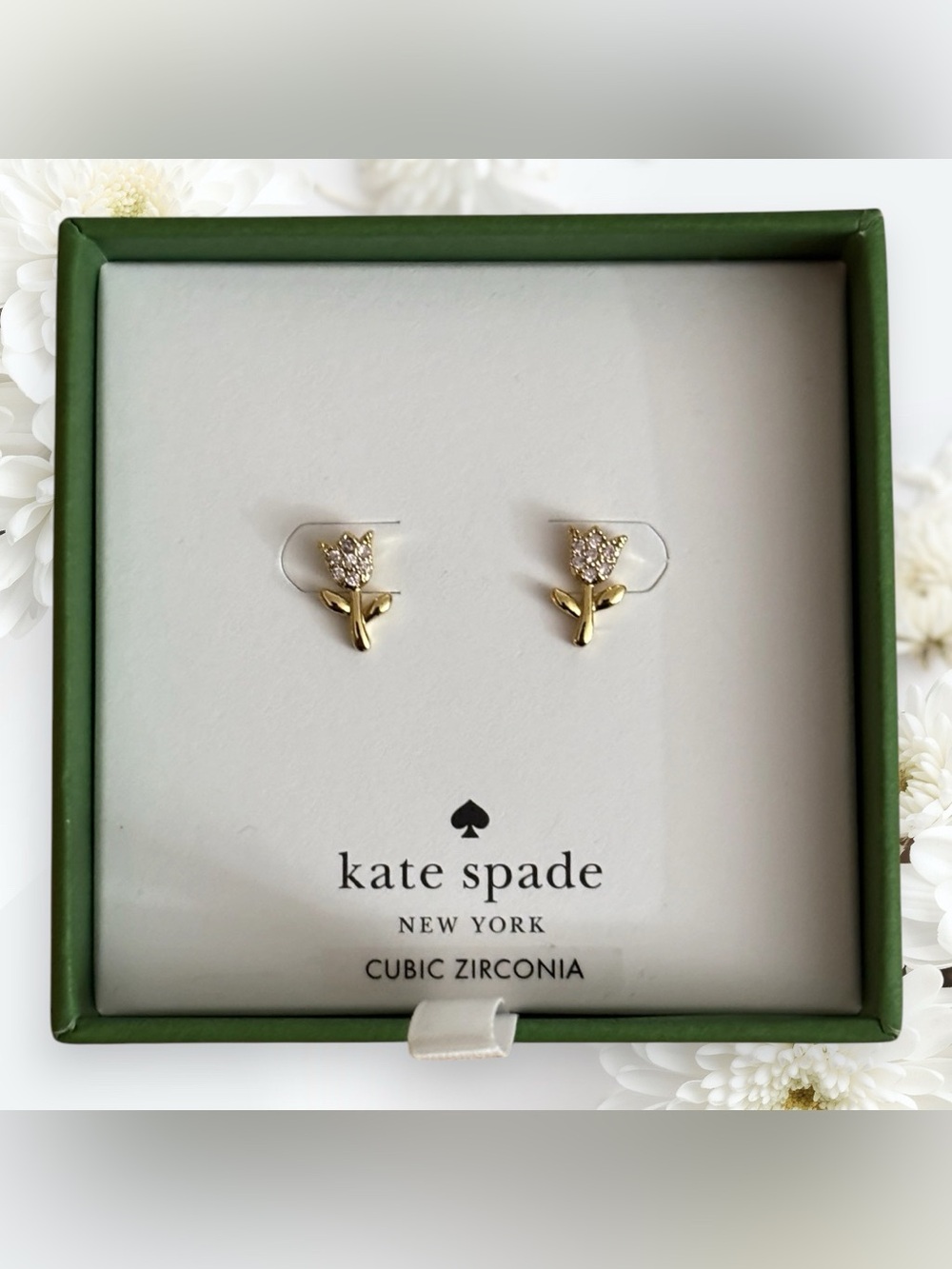 RESERVED NEW Kate Spade Tulip Cubic Zirconia Stud Earrings
